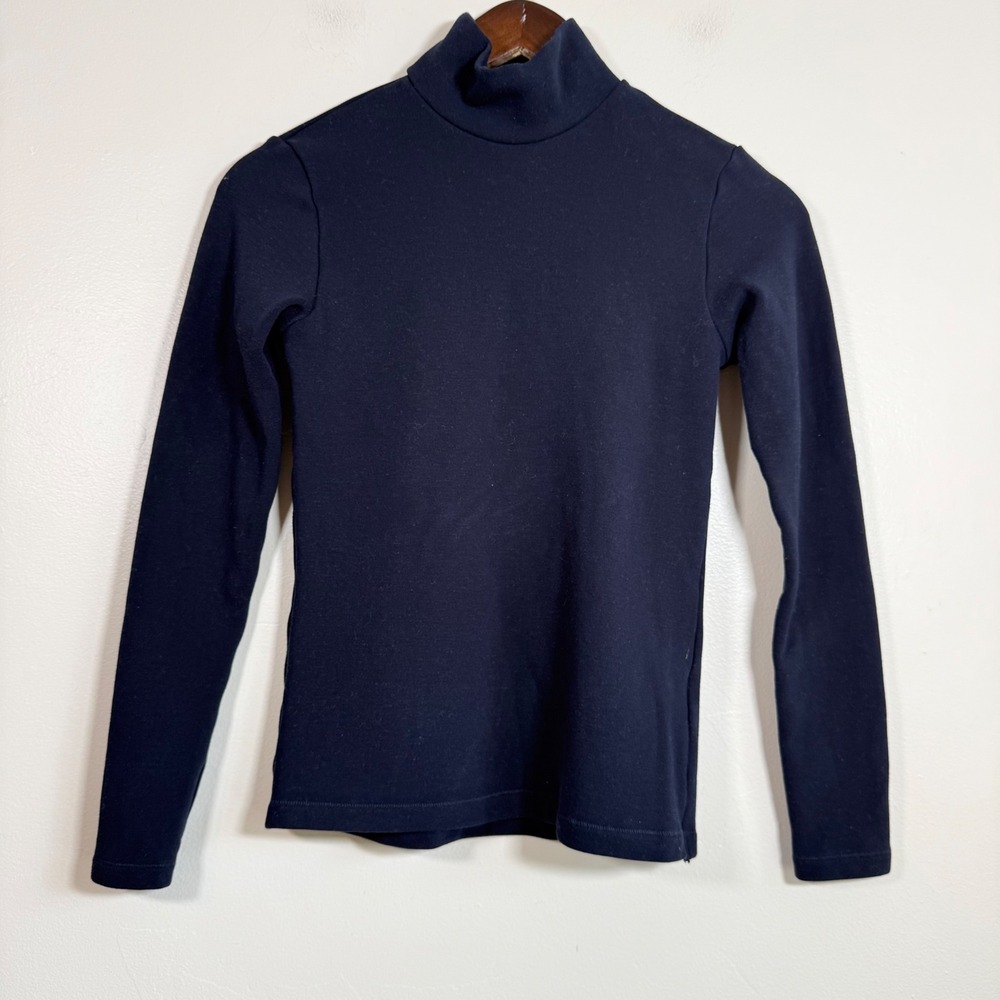 Uniqlo Heattech Ultra Warm Fleece Lined Turtleneck Top Size XS Navy Blue